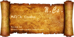 Mák Csaba névjegykártya
