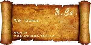 Mák Csaba névjegykártya